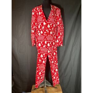 Ugly Christmas suit, OPPOSUITS  Red with Christmas themed silhouettes